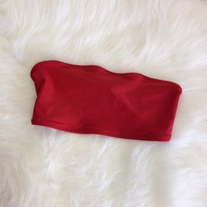 Red bandeau swimsuit top